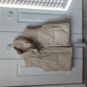 Beige faux leather puffer vest